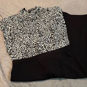 Express draped mock neck midi style dress Large